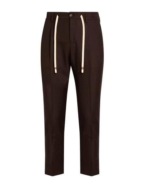 Daniele Alessandrini Brown Pants Polyester, Wool for men
