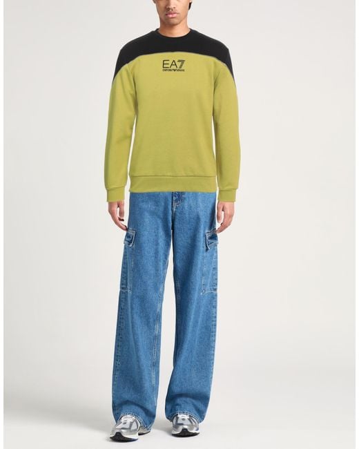 EA7 Yellow Lime Sweatshirt Cotton, Polyester, Elastane for men