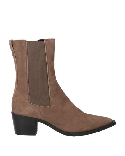 Calvin Klein Brown Ankle Boots Leather, Textile Fibers