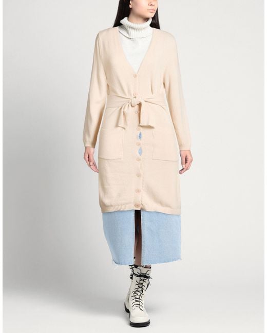 N.O.W. ANDREA ROSATI CASHMERE Natural Cream Cardigan Cashmere, Viscose, Wool, Polyamide