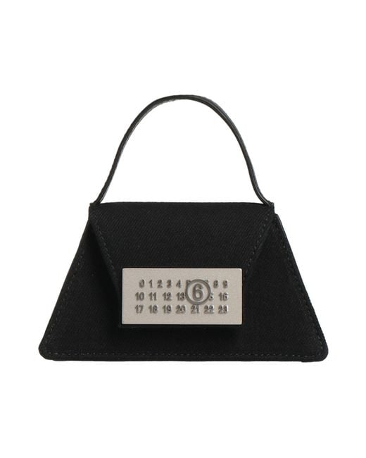 MM6 by Maison Margiela Black Handbag Cotton, Cow Leather, Zinc, Aluminum, Copper