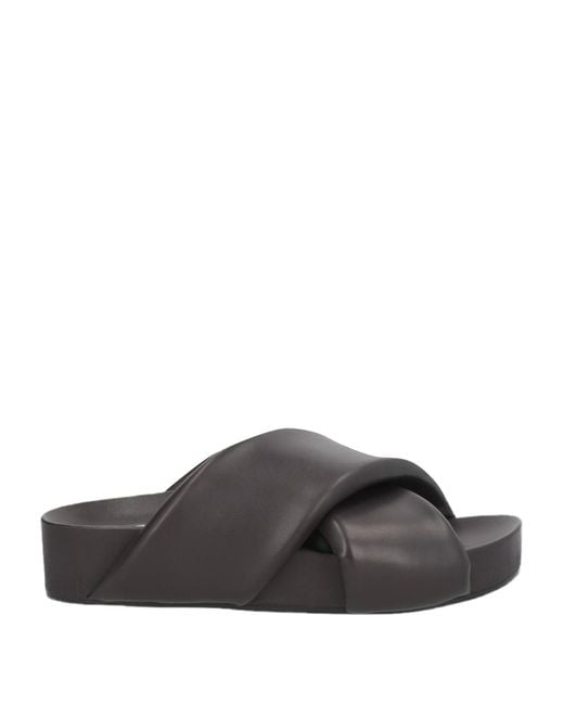 Jil Sander Gray Nappa Leather Slip-On Sandals