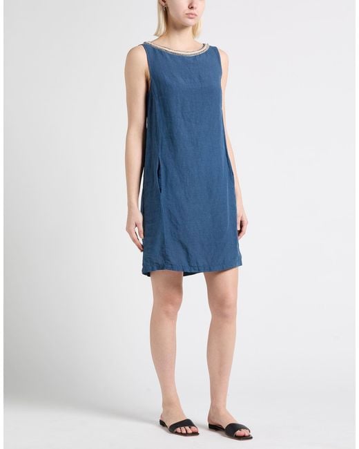 120% Lino Blue Mini Dress Linen