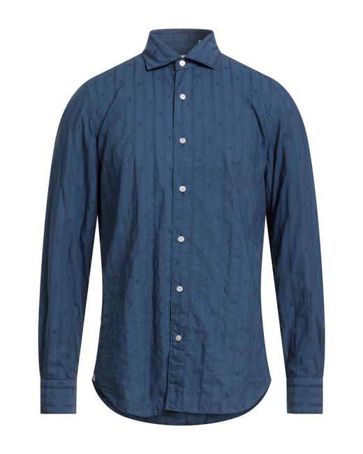 Finamore 1925 Blue Slate Shirt Cotton for men