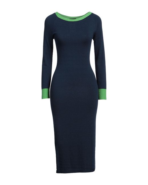 Emporio Armani Blue Midi Dress Polyamide, Viscose, Cashmere