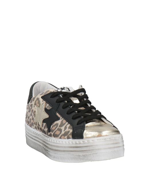 2 Star Natural Sneakers Leather, Synthetic Material