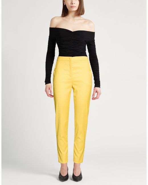 Liu Jo Yellow Pants Polyester, Viscose, Elastane