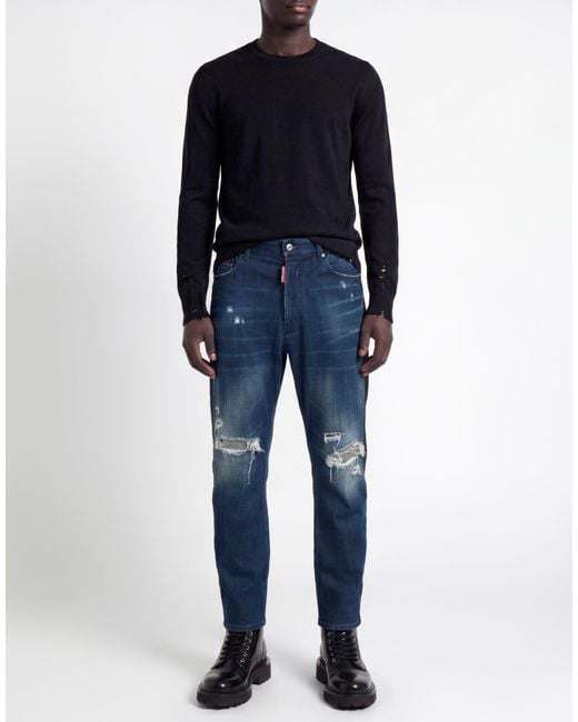 DSquared² Blue Jeans Cotton, Elastane, Calfskin for men