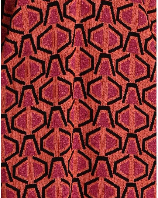 Frase - Francesca Severi Red Midi Dress Viscose, Virgin Wool, Polyester, Metallic Fiber, Polyamide