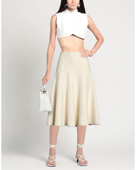 Alaïa Natural Ivory Midi Skirt Cashmere, Wool, Polyamide, Elastane