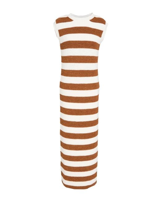 Eleventy White Camel Maxi Dress Cotton, Linen, Polyester