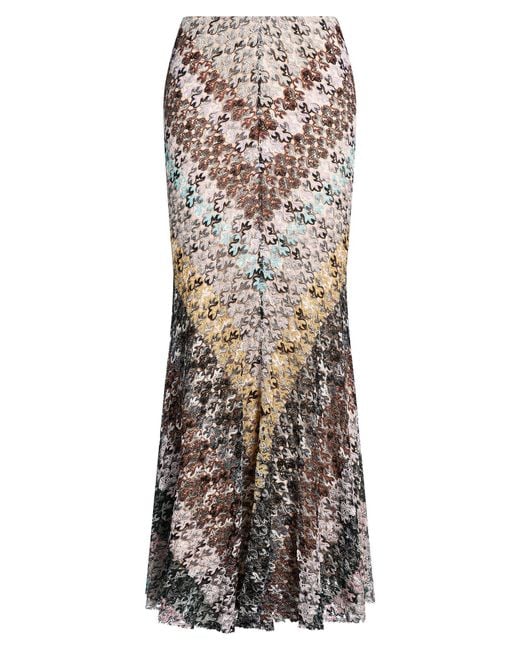 Missoni Brown Maxi Skirt Viscose, Metallic Fiber