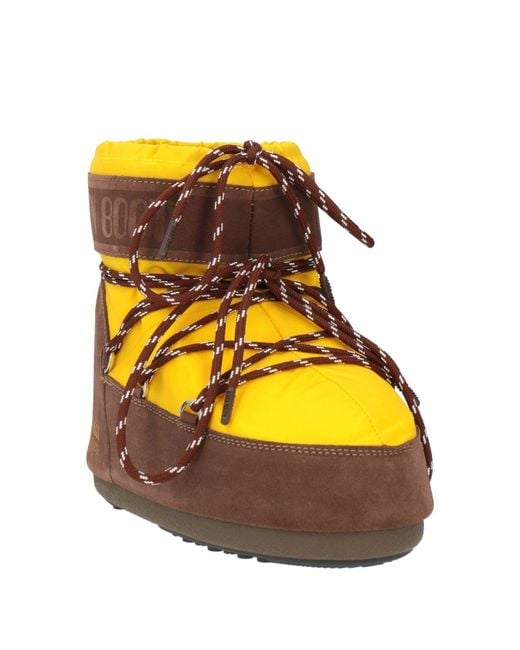 Moon Boot Yellow Ankle Boots Textile Fibers, Leather