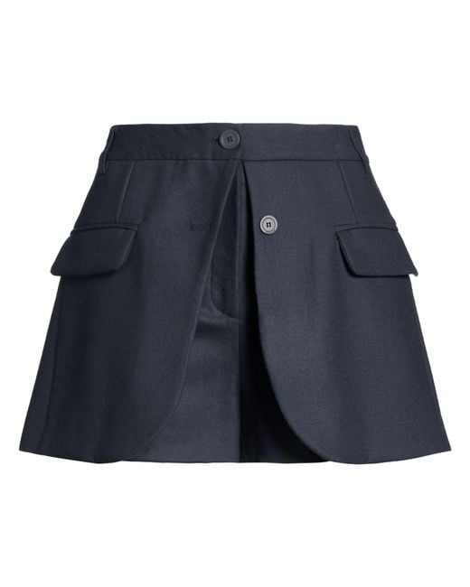 Semicouture Blue Midnight Shorts & Bermuda Shorts Virgin Wool, Elastane
