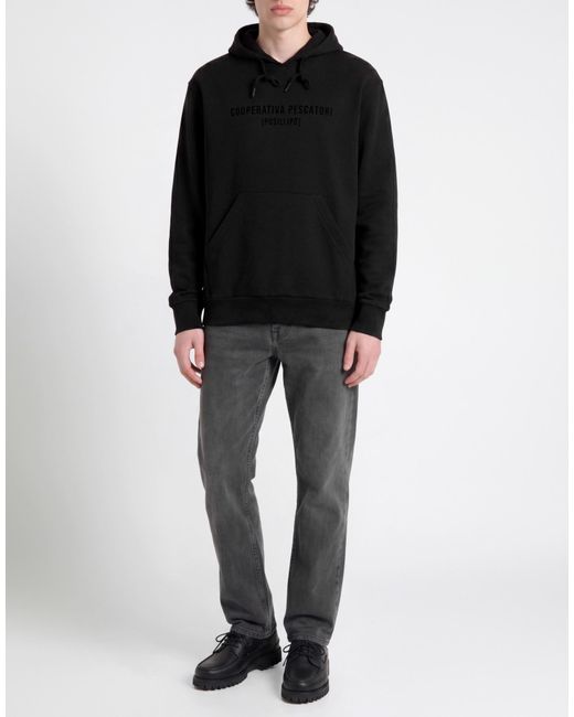 Cooperativa Pescatori Posillipo Black Sweatshirt Cotton, Elastane for men