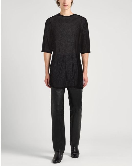 Rick Owens Black T-Shirt Wool, Polyester for men