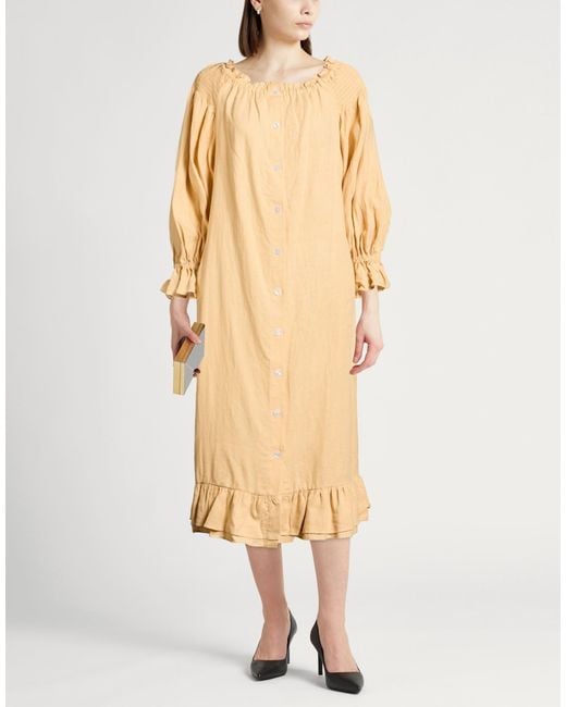 Sleeper Natural Midi Dress Linen
