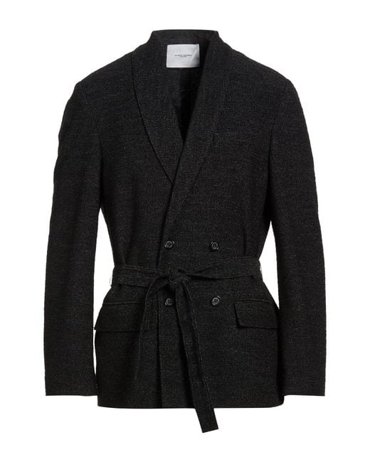 Paolo Pecora Black Blazer Polyester, Cotton, Acrylic, Viscose, Wool for men