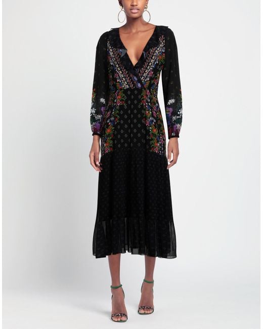 Saloni Black Midi Dress