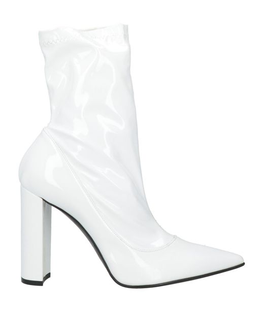 Le Silla White Ankle Boots Textile Fibers