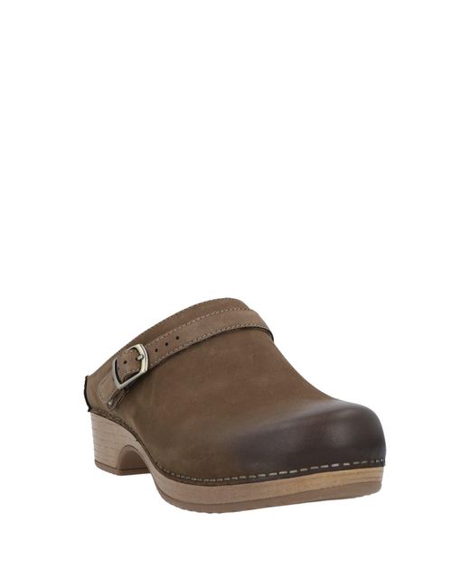 Dansko Brown Khaki Mules & Clogs Soft Leather