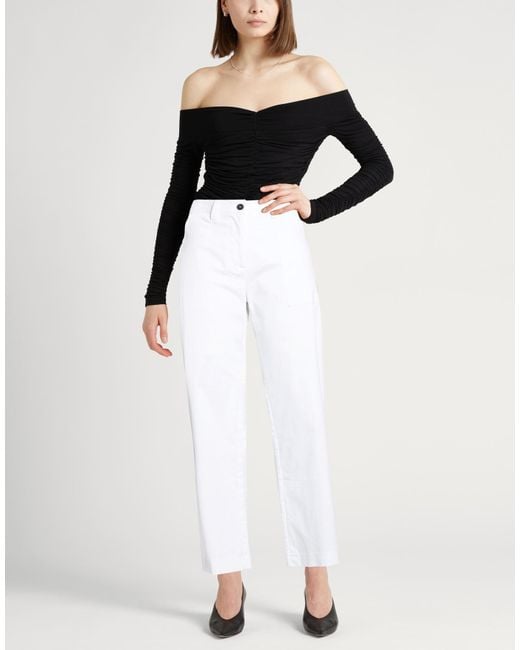 Massimo Alba White Pants Cotton, Elastane