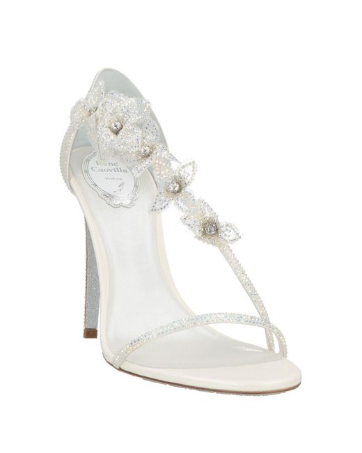 Rene Caovilla White Ivory Sandals Textile Fibers