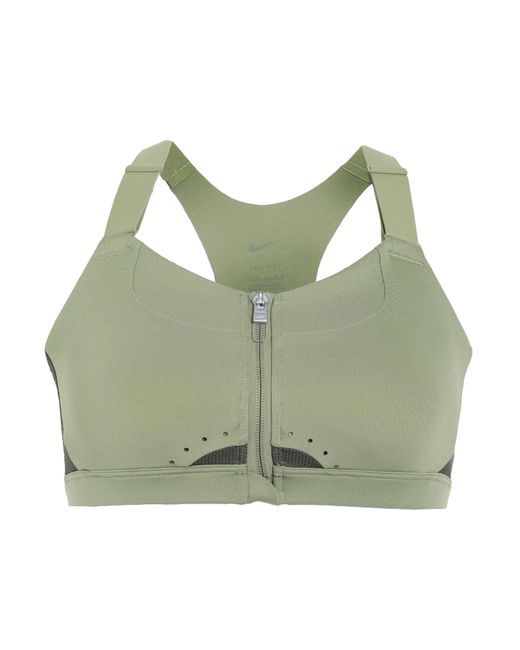Nike Green W Nk Df Alpha Zip-Front Bra Sage Top Polyester, Elastane