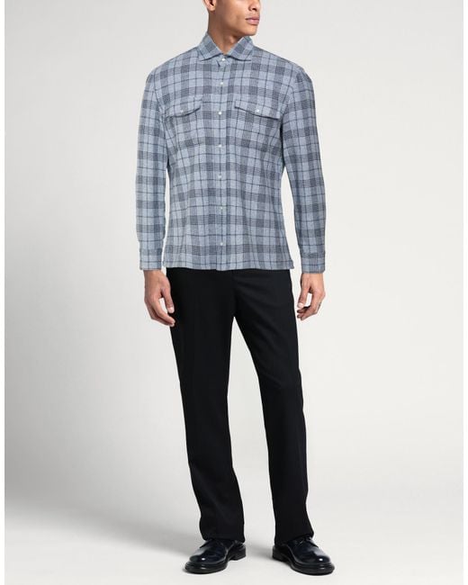 Luigi Borrelli Napoli Blue Light Shirt Cashmere, Silk for men