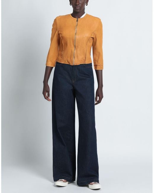 Rebel Queen Marigold Jacket Leather in Orange Lyst UK