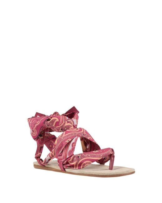 Etro Pink Thong Sandal Textile Fibers, Leather