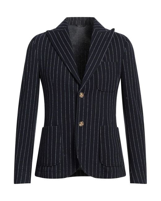 Daniele Alessandrini Blue Midnight Blazer Polyester, Cotton for men