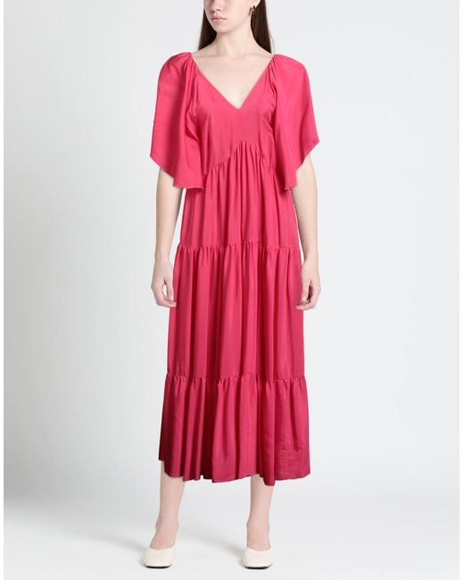 Rebel Queen Red Fuchsia Midi Dress Viscose