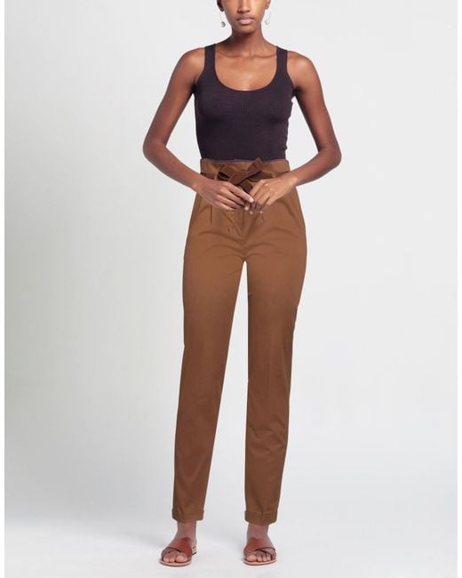 Alberta Ferretti Brown Camel Pants Cotton, Elastane, Acetate