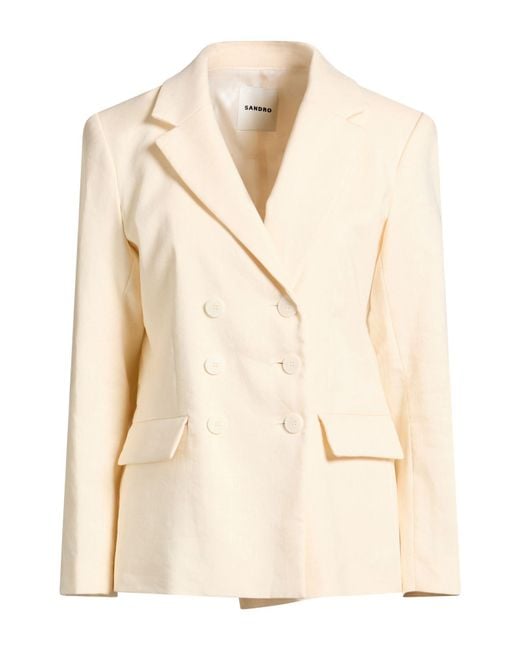 Sandro Natural Blazer Linen, Cotton, Elastane