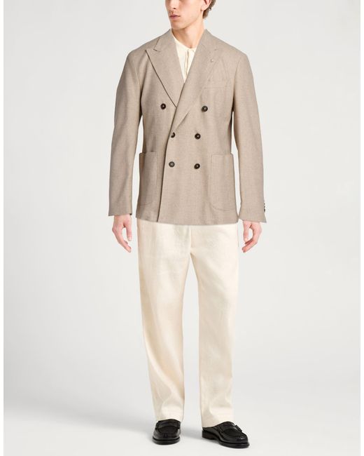 Manuel Ritz Natural Blazer Virgin Wool, Viscose, Polyester, Elastane for men
