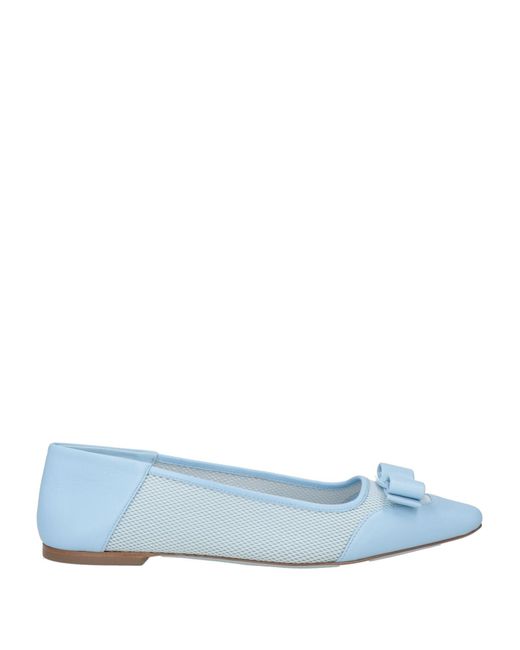 Ferragamo Blue Ballet Flats Lambskin