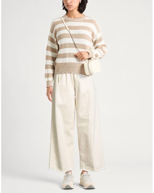 White Sand White Ivory Pants Cotton