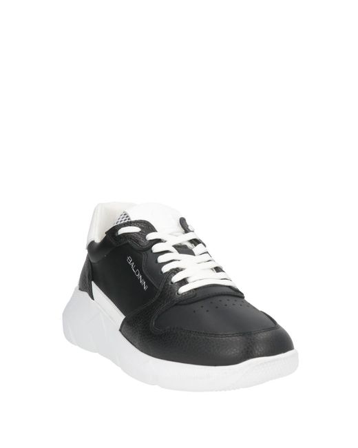 Baldinini Black Sneakers Leather, Calfskin, Textile Fibers for men