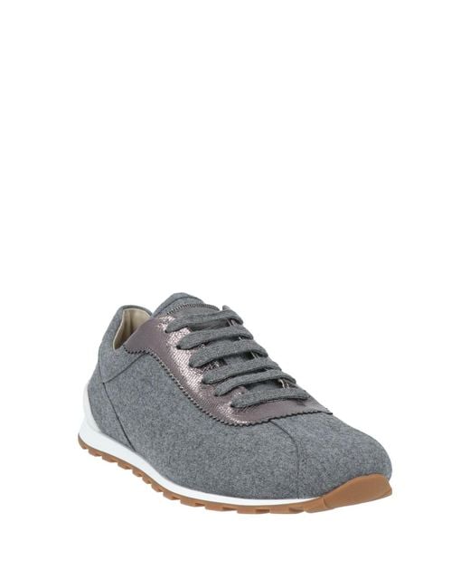 Brunello Cucinelli Gray Sneakers Textile Fibers, Leather
