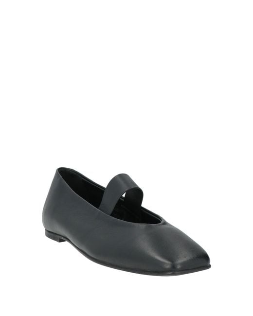 SEBAS. Black Ballet Flats Leather
