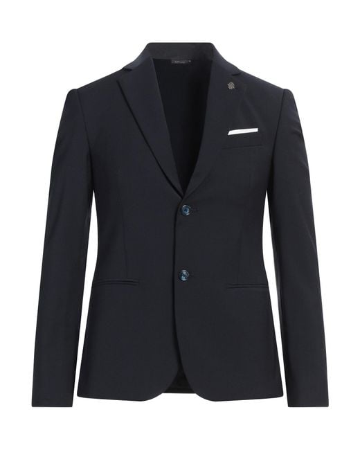 Daniele Alessandrini Blue Midnight Blazer Wool, Polyester, Elastane for men