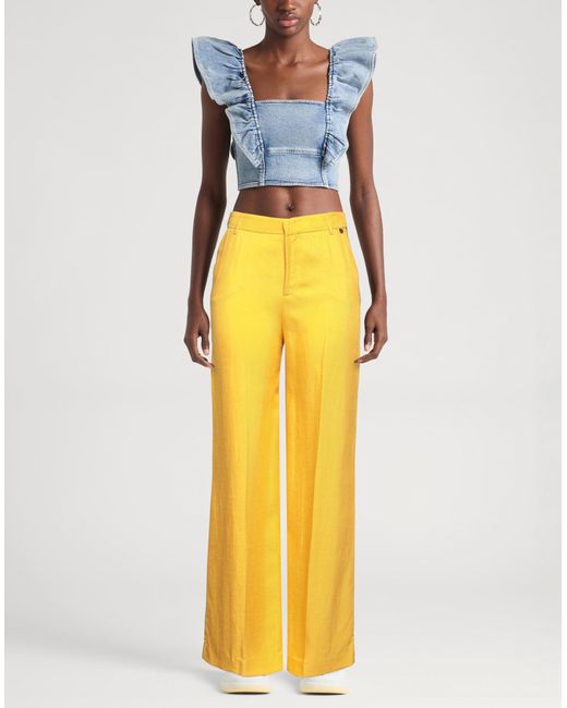 Liu Jo Yellow Marigold Pants Viscose, Linen