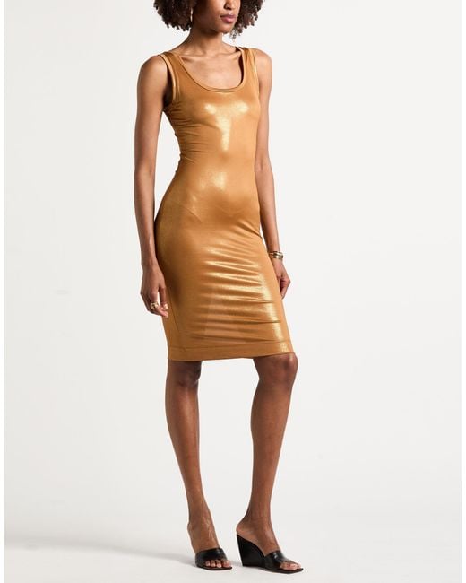 Versace Jeans Couture Brown Mustard Mini Dress Polyester, Elastane