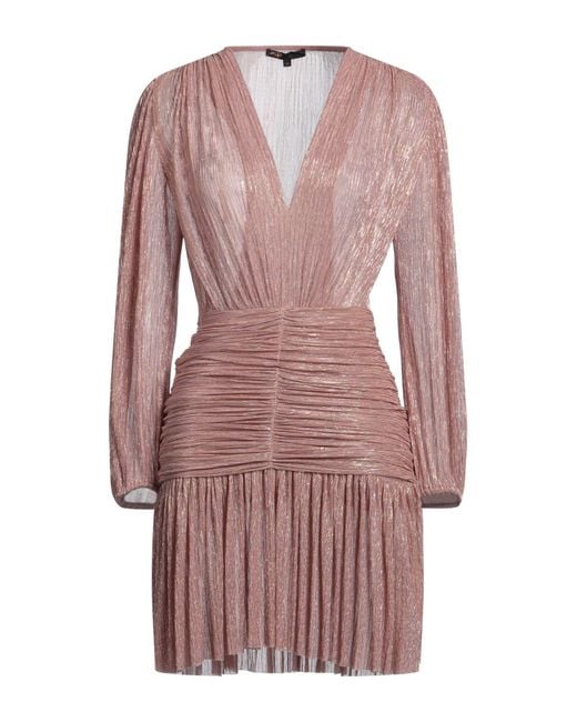 Maje Pink Mini Dress Polyester, Polyamide, Elastane