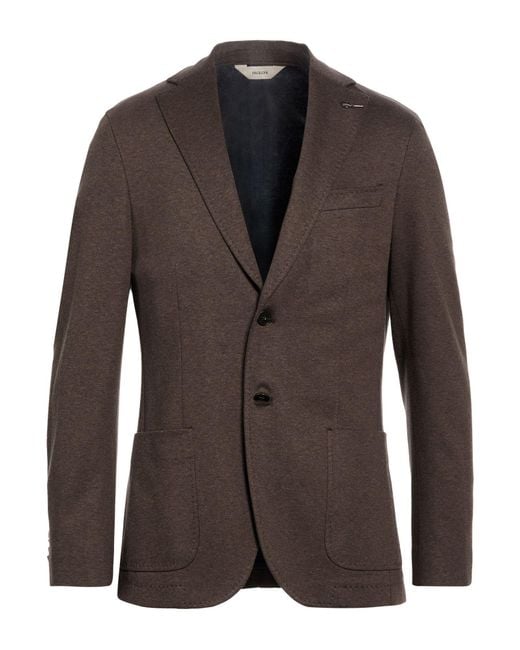 Paoloni Brown Dark Blazer Cotton, Elastane for men