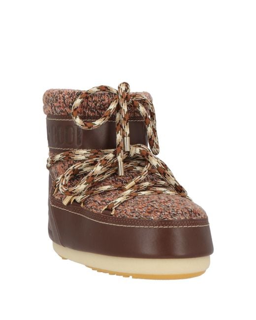 CHLOÉ x MOON BOOT Brown Chocolate Ankle Boots Leather, Textile Fibers