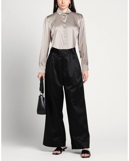 Camicettasnob Gray Taupe Shirt Silk, Elastane