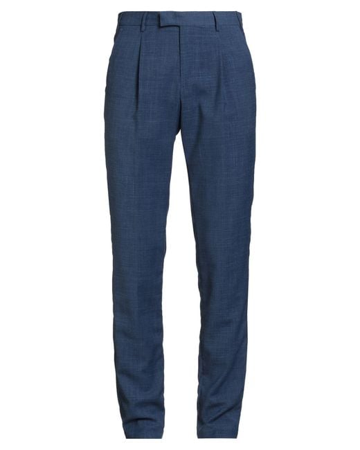 PT Torino Blue Pants Polyester, Wool, Linen, Polyamide, Elastane for men