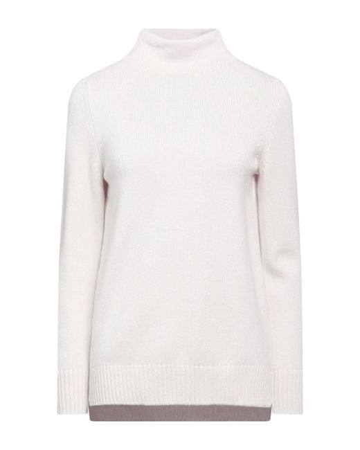 Gran Sasso White Turtleneck Wool, Viscose, Cashmere
